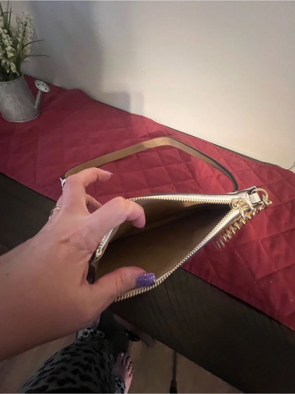 Michael Kors Cream Signature Logo Chain-Handle Wristlet